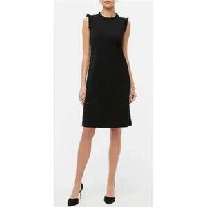 NWT J.Crew Sheath Dress Ruffled Cap Sleeve Knee Length Black Corporate Womens 6